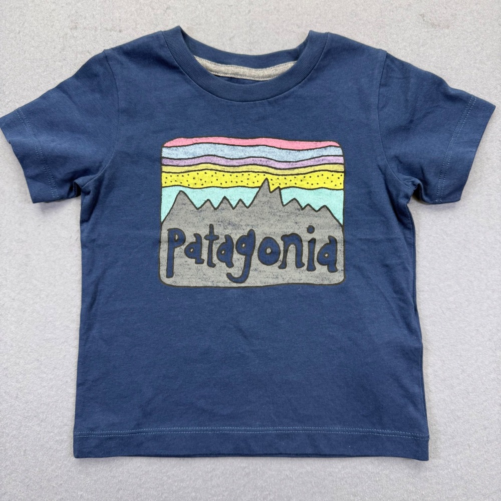 Patagonia Kids Navy Blue Organic Cotton Graphic T-Shirt 6-12M 60388 FA21 NWOT